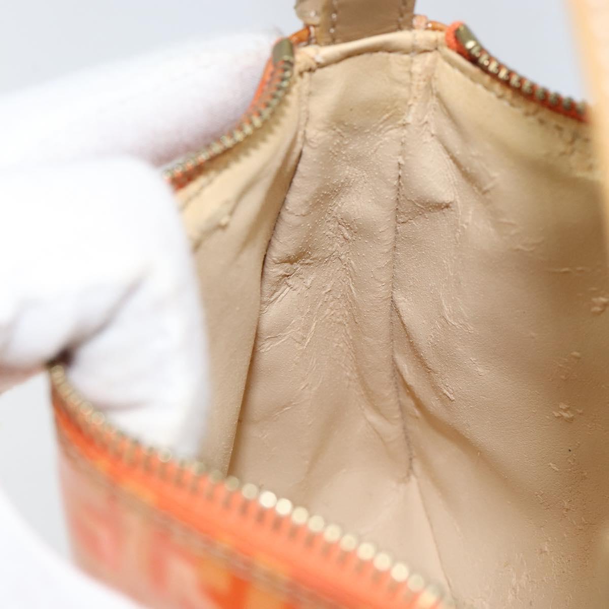 FENDI Zucchino Canvas Accessory Pouch Coated Canvas Orange Auth th6488