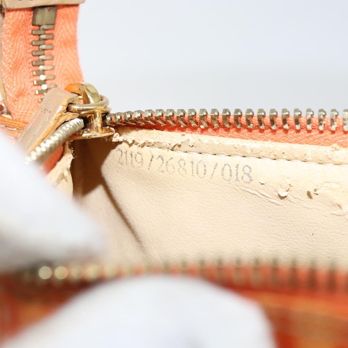 FENDI Zucchino Canvas Accessory Pouch Coated Canvas Orange Auth th6488