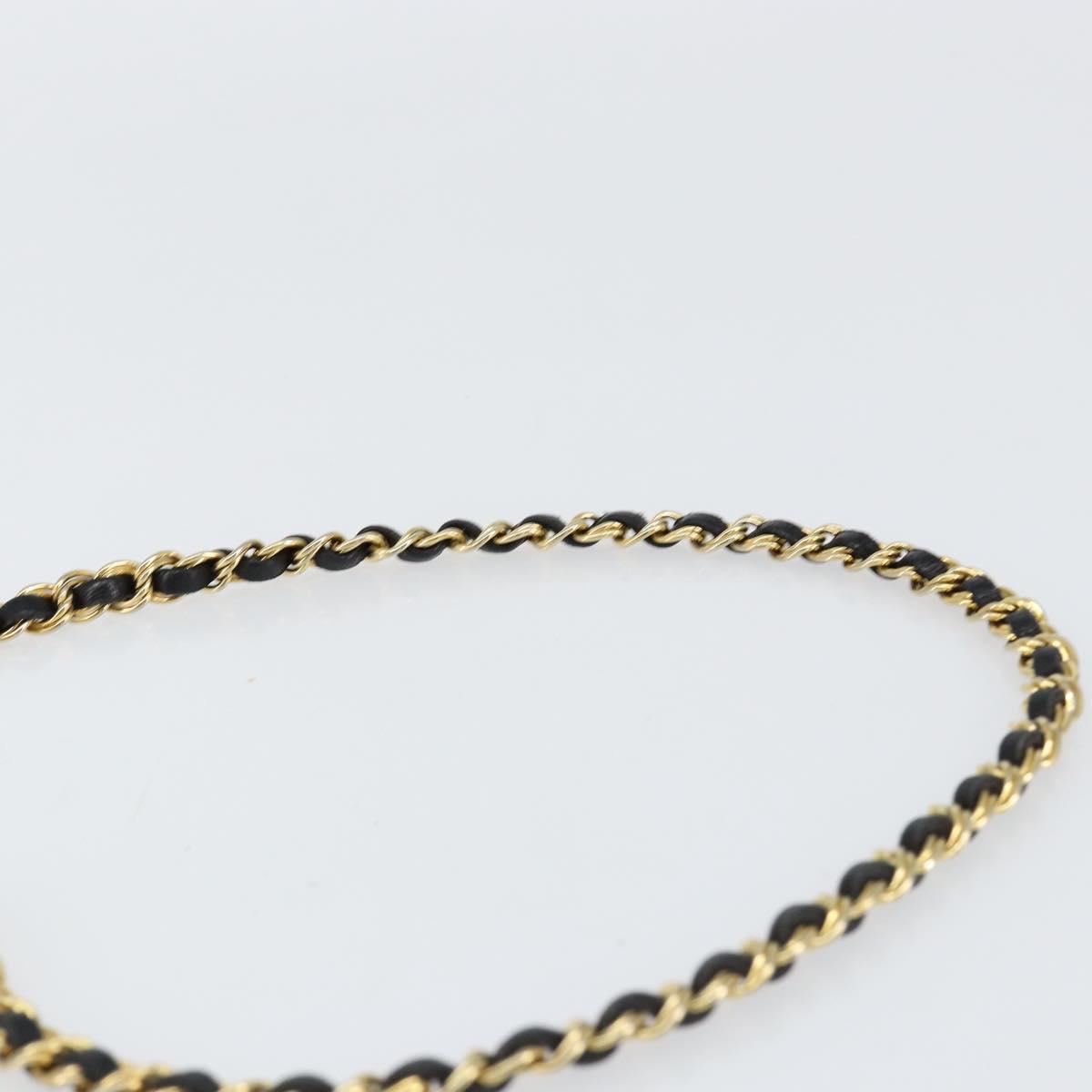 BALLY Quilted Chain Shoulder Bag Leather Black Gold Auth th6489