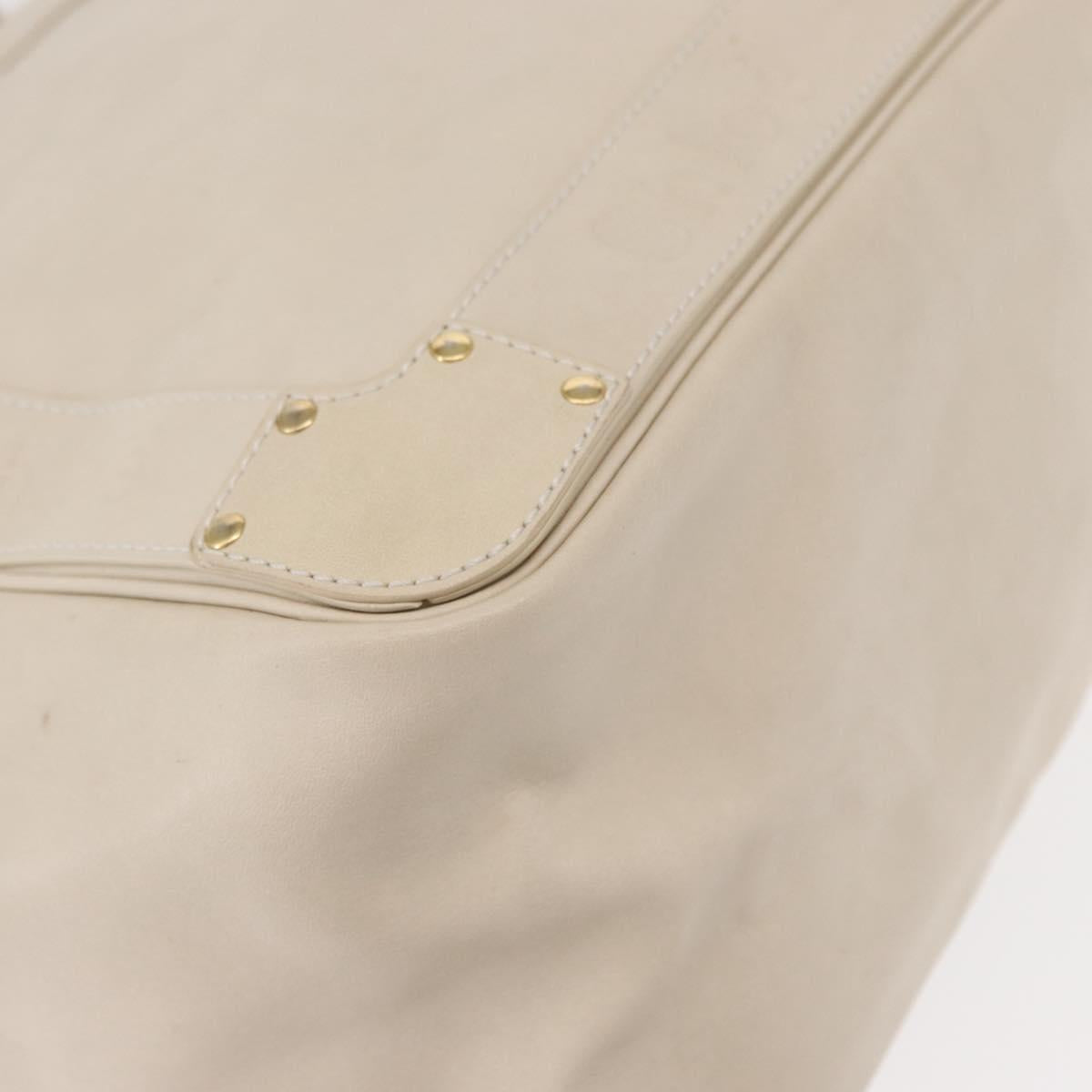 Chloe Eden Tote Bag Leather White Gold Auth th6490