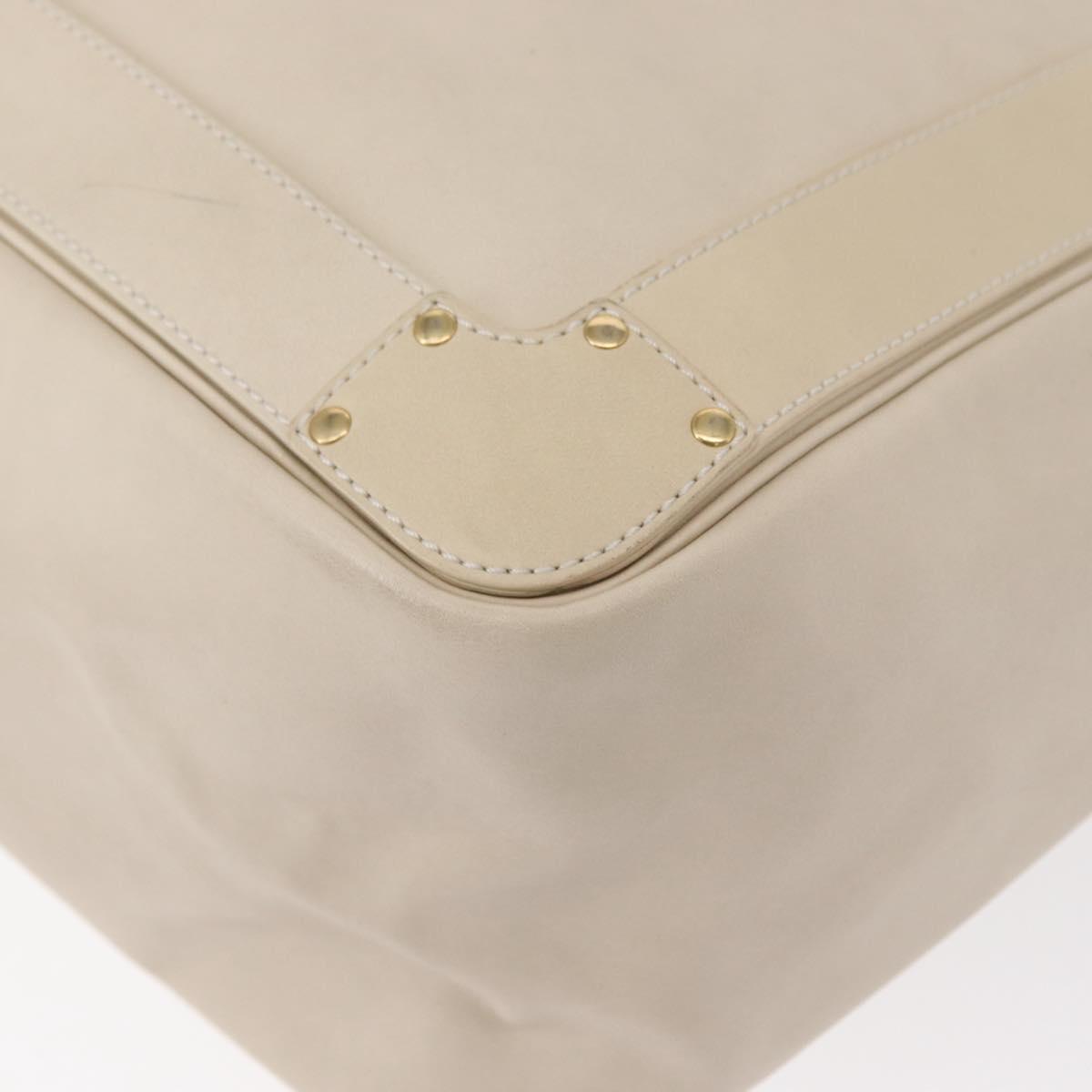 Chloe Eden Tote Bag Leather White Gold Auth th6490