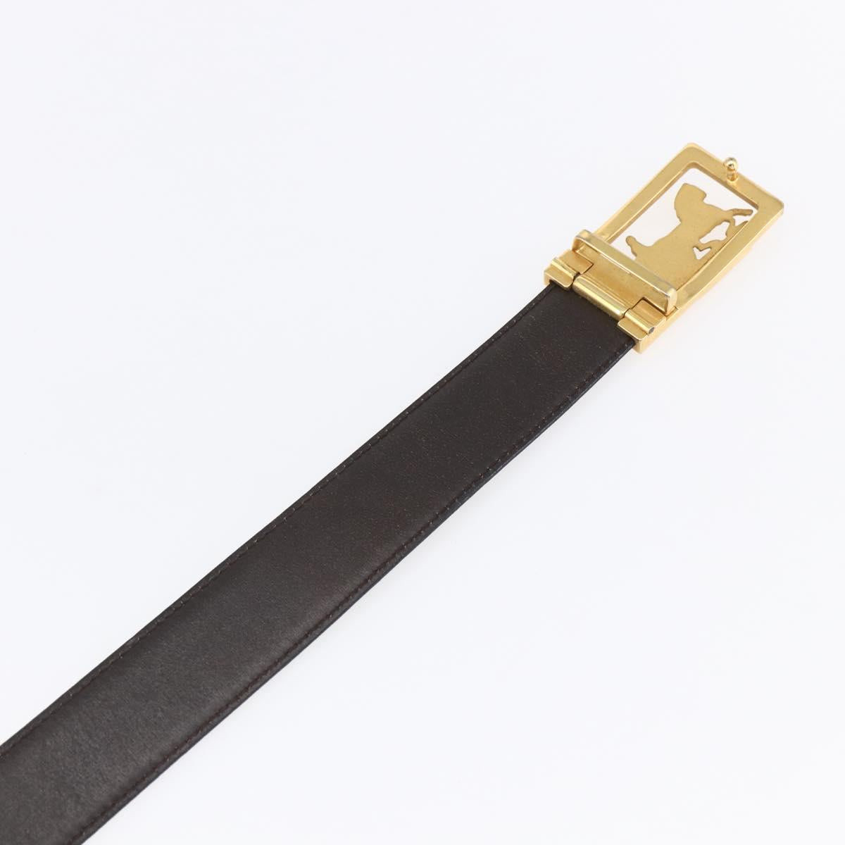 CELINE Horse Carriage Belt Leather 38.6"" Black Auth th6491