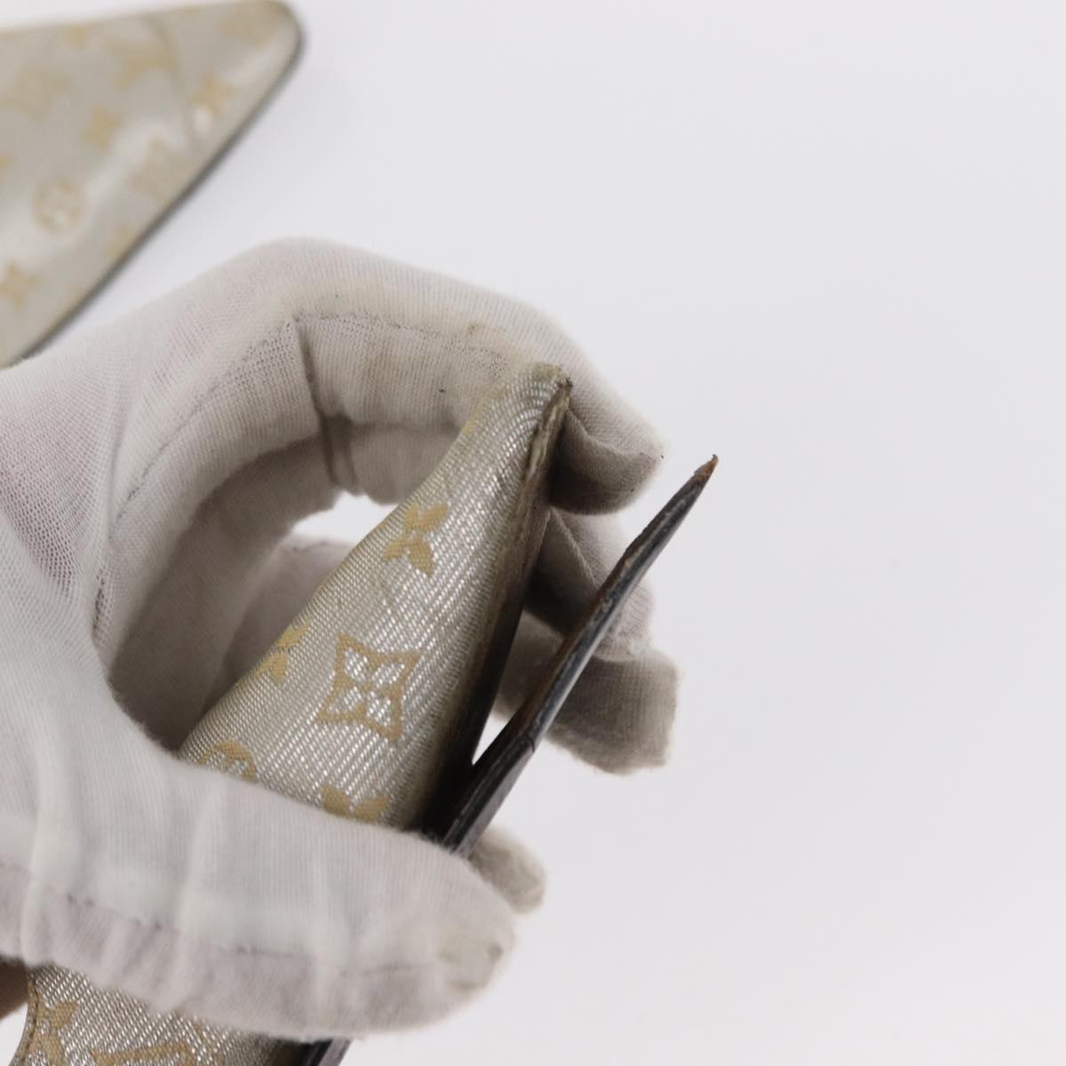 LOUIS VUITTON Shoes Leather Canvas 2 Set Silver White LV Auth th6500