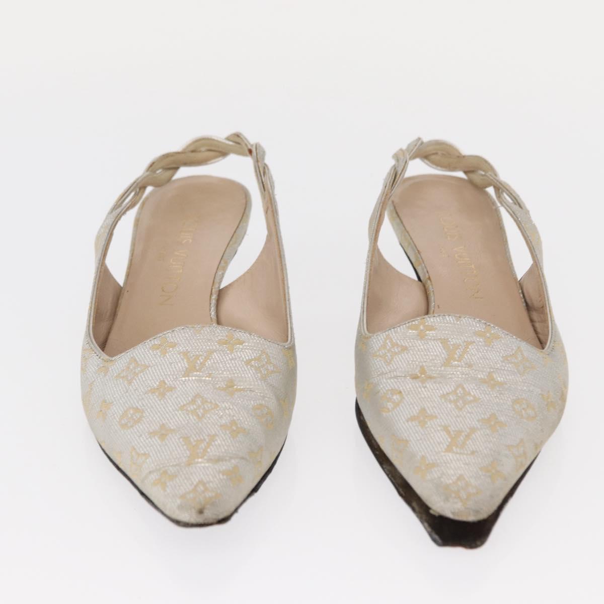 LOUIS VUITTON Shoes Leather Canvas 2 Set Silver White LV Auth th6500