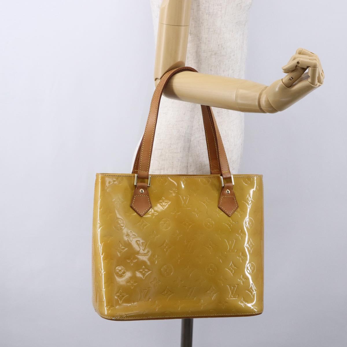 LOUIS VUITTON Monogram Vernis Houston Hand Bag Beige M91004 LV Auth th6513