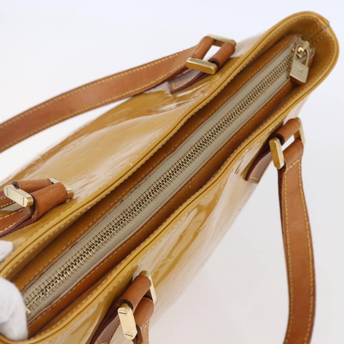 LOUIS VUITTON Monogram Vernis Houston Hand Bag Beige M91004 LV Auth th6513