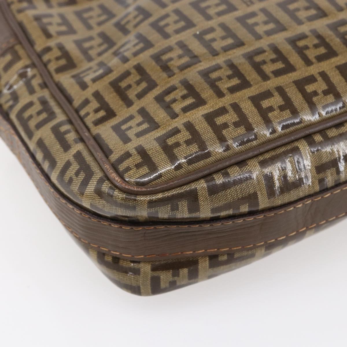 FENDI Zucchino Canvas Shoulder Bag Beige Auth th6516