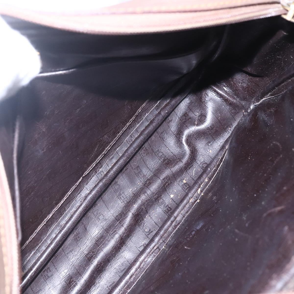 FENDI Zucchino Canvas Shoulder Bag Beige Auth th6516