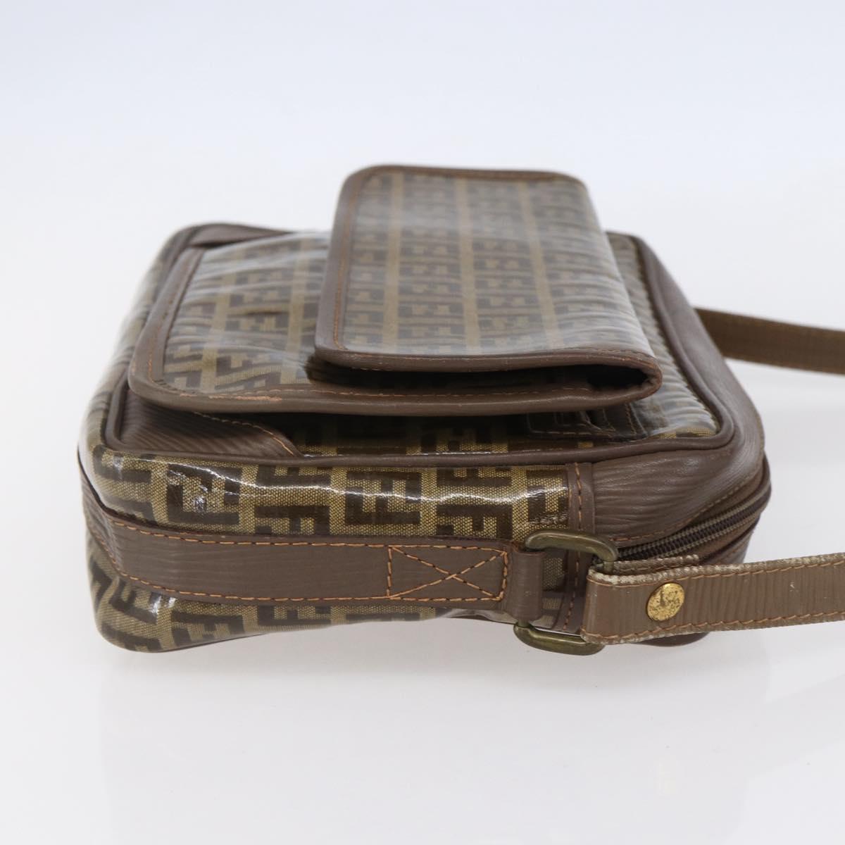 FENDI Zucchino Canvas Shoulder Bag Beige Auth th6516