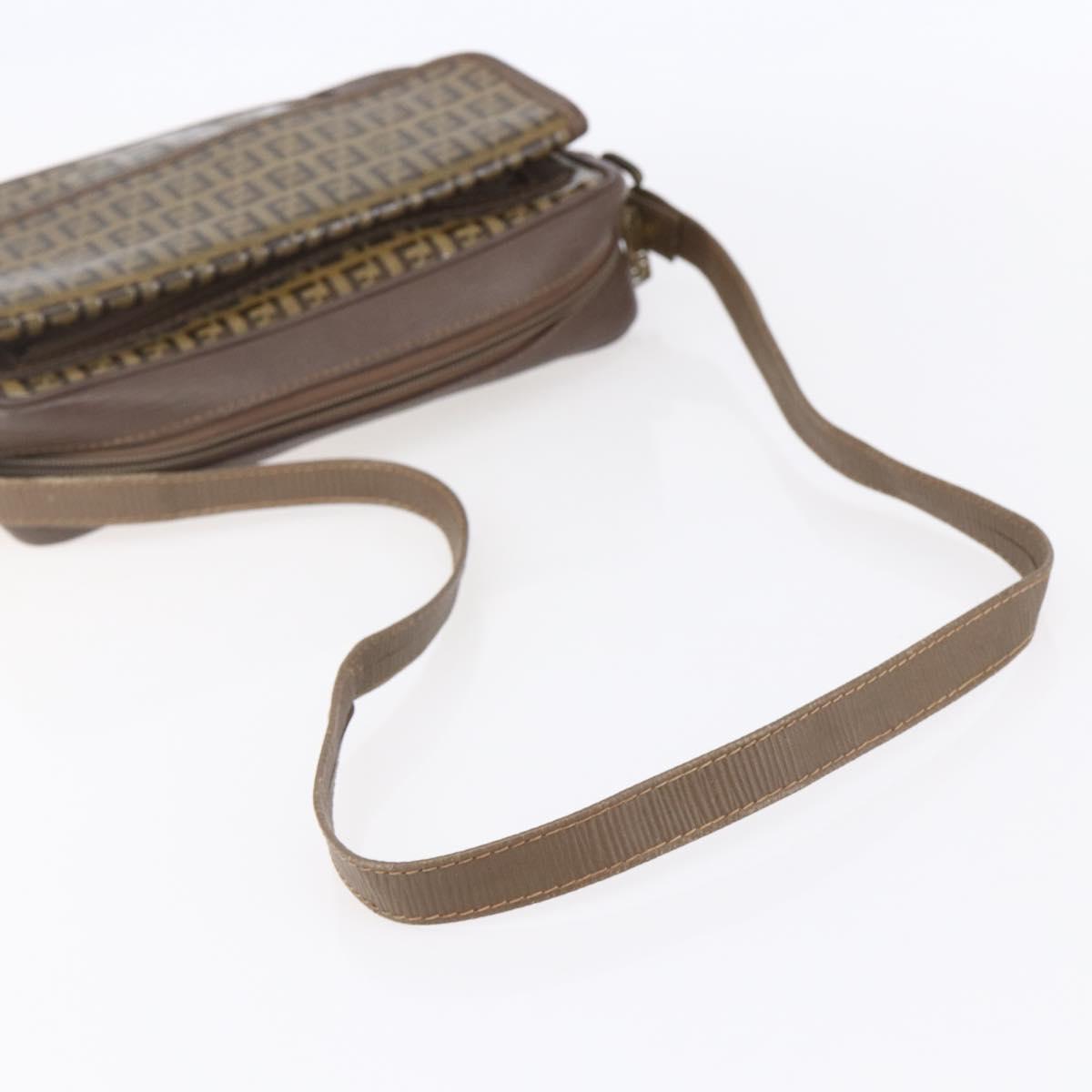 FENDI Zucchino Canvas Shoulder Bag Beige Auth th6516