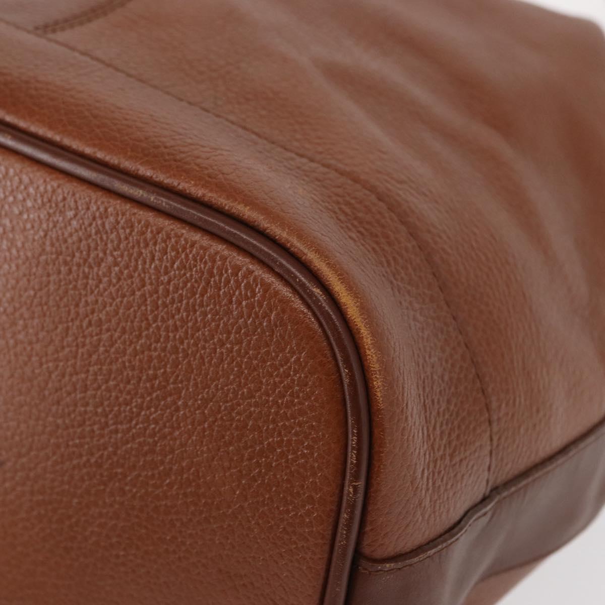 Burberrys Shoulder Bag Leather Brown Gold Auth th6518