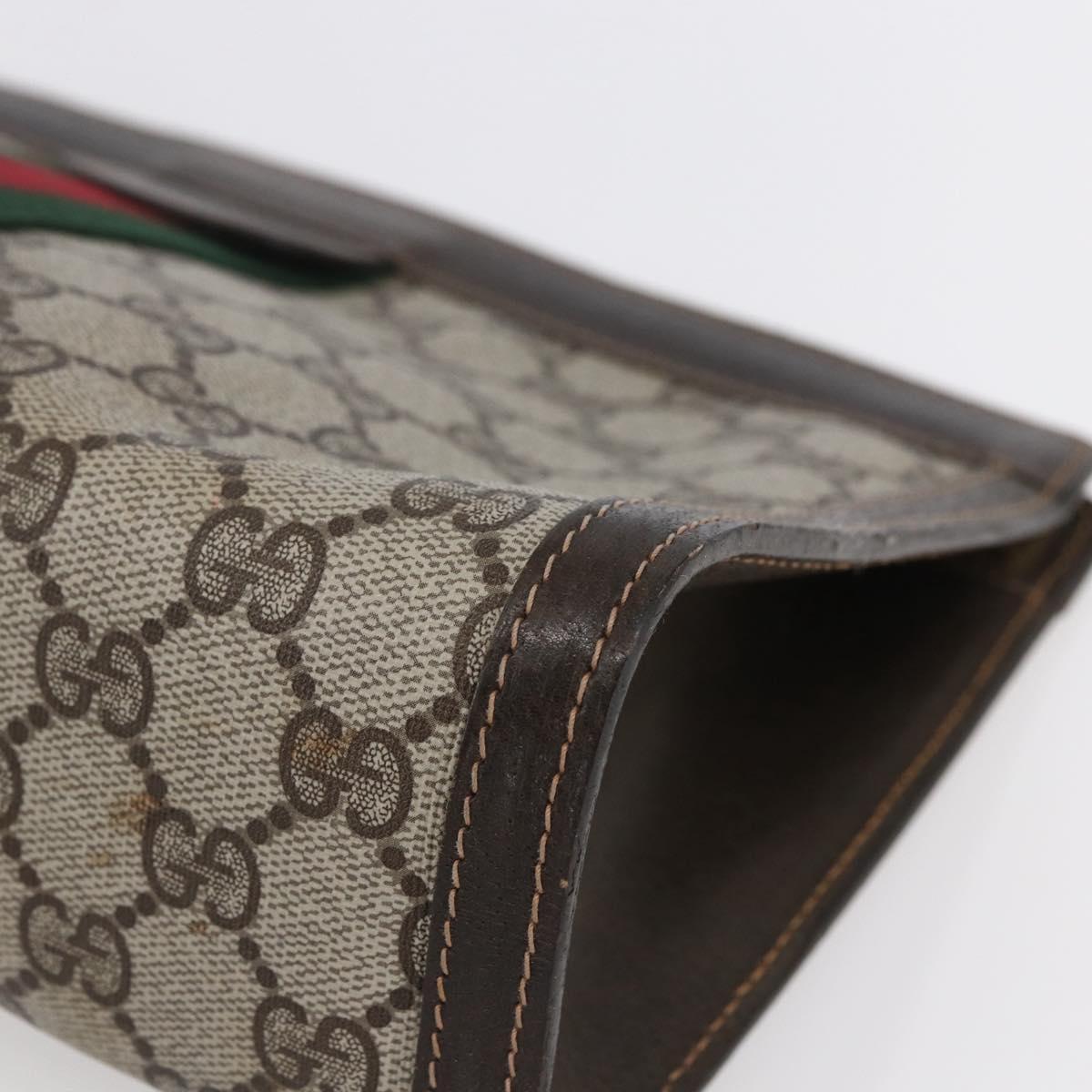 GUCCI GG Supreme Web Sherry Line Bag PVC Beige Red 41 014 2125 28 Auth th6520