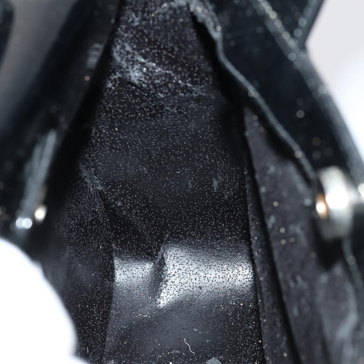 GUCCI Soho Hand Bag Enamel 2way Black Silver 000 1013 0504 Auth th6522