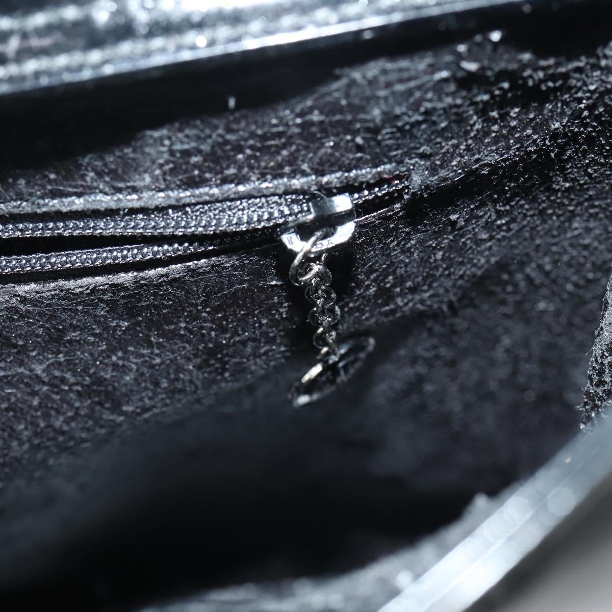 GUCCI Soho Hand Bag Enamel 2way Black Silver 000 1013 0504 Auth th6522