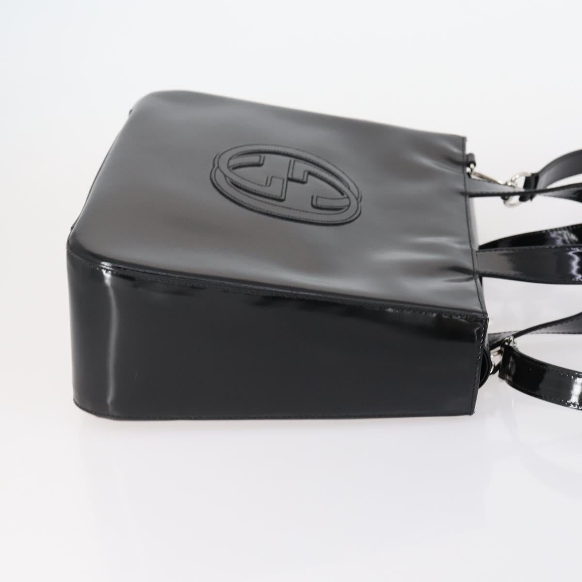 GUCCI Soho Hand Bag Enamel 2way Black Silver 000 1013 0504 Auth th6522