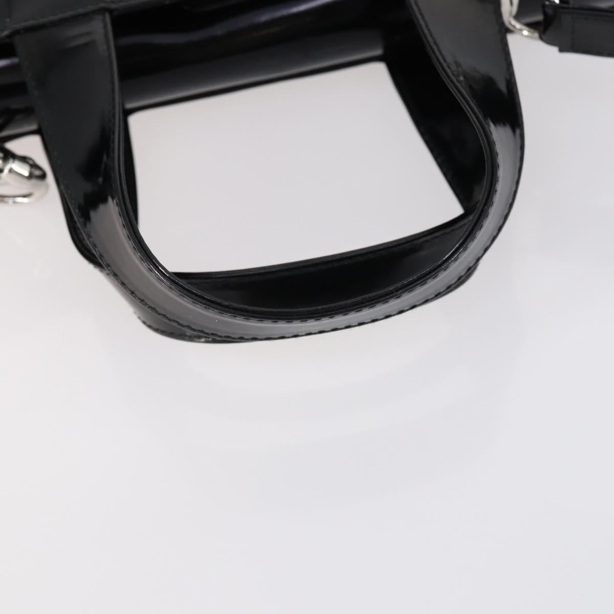 GUCCI Soho Hand Bag Enamel 2way Black Silver 000 1013 0504 Auth th6522