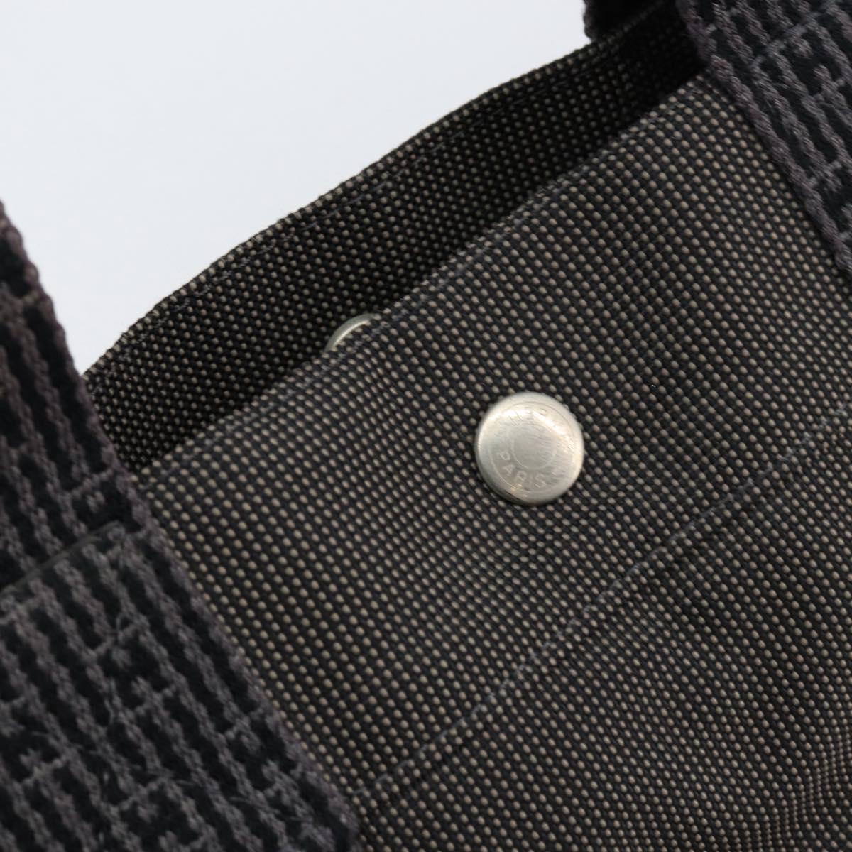 HERMES Her Line MM Hand Bag Canvas Gray Silver Auth th6523