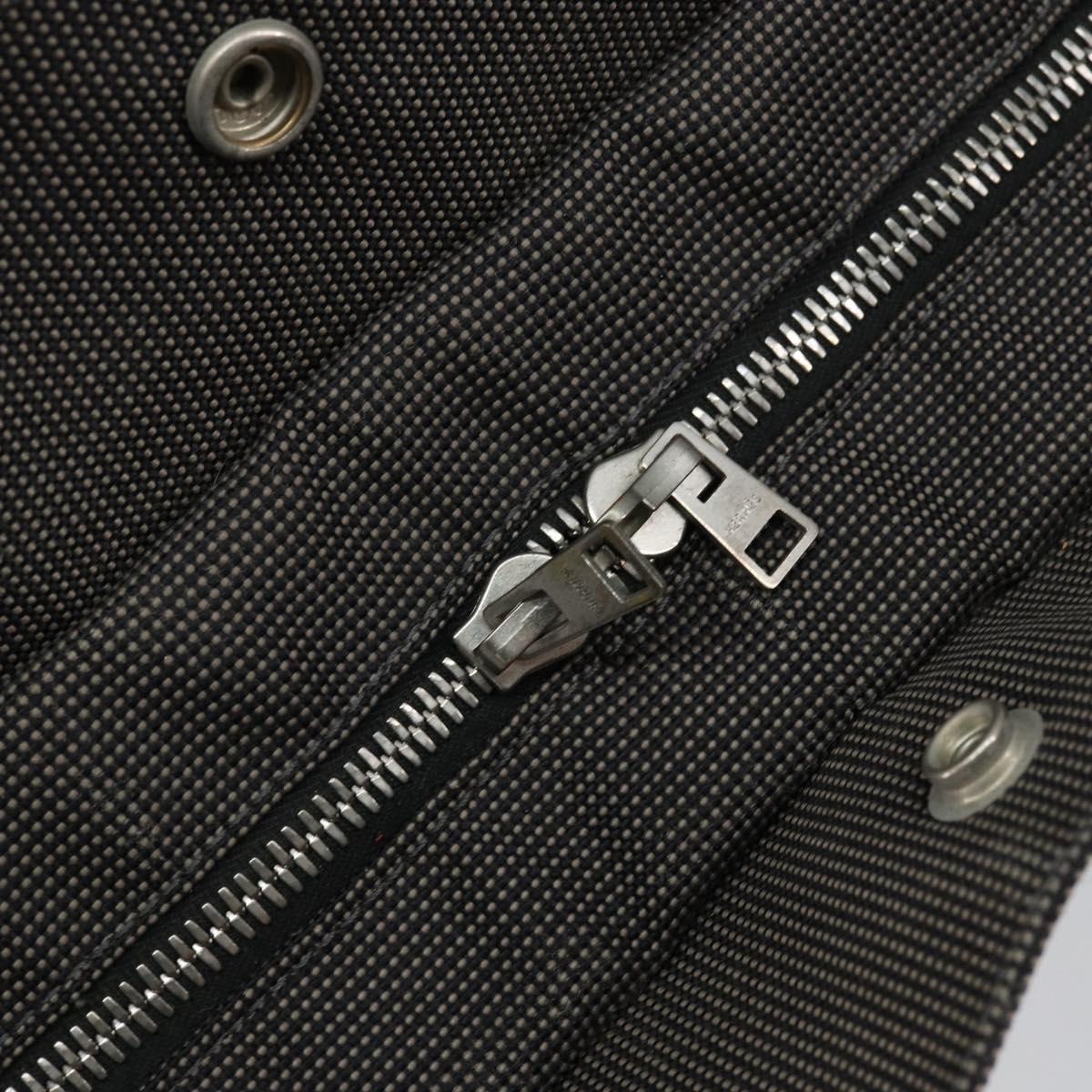 HERMES Her Line MM Hand Bag Canvas Gray Silver Auth th6523