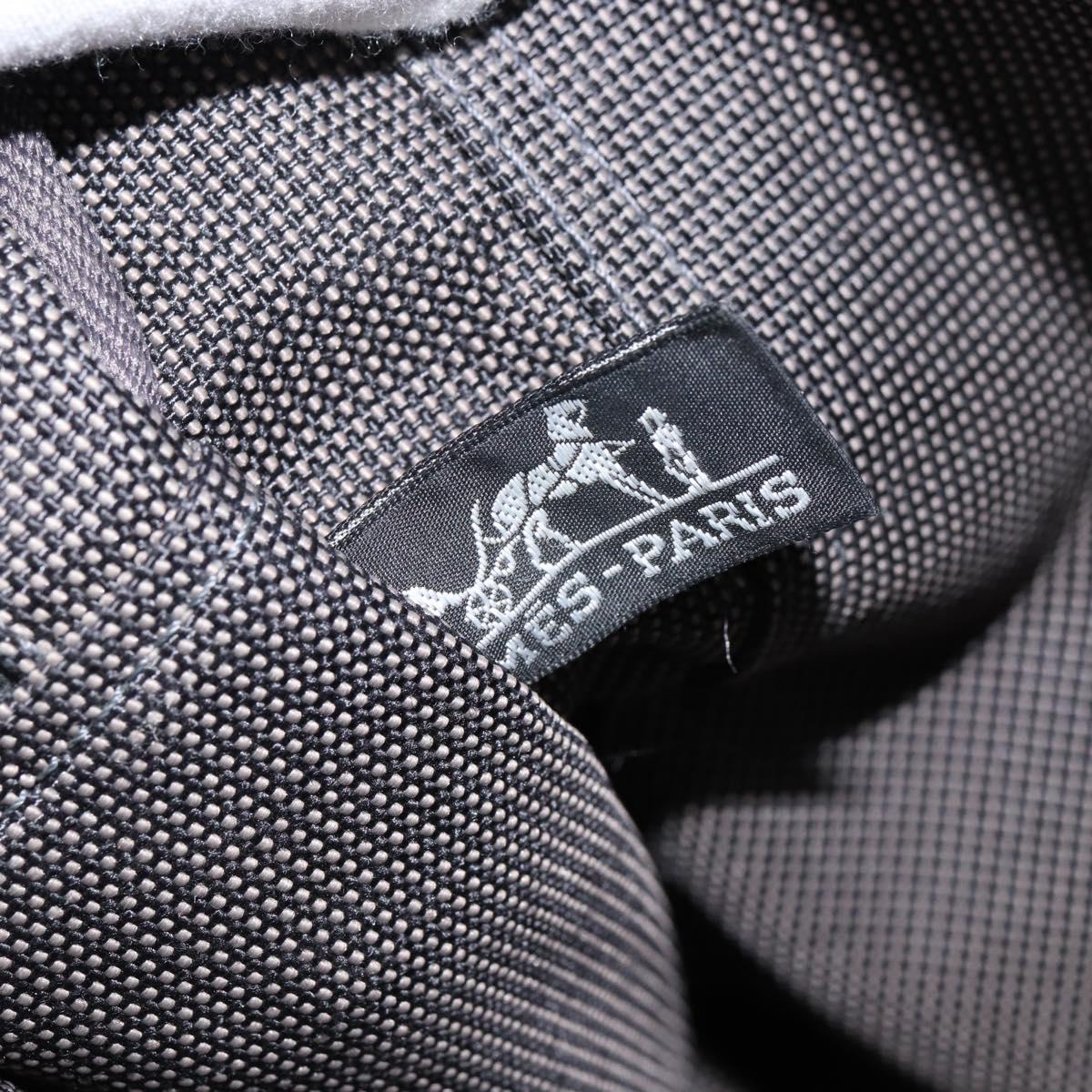 HERMES Her Line MM Hand Bag Canvas Gray Silver Auth th6523