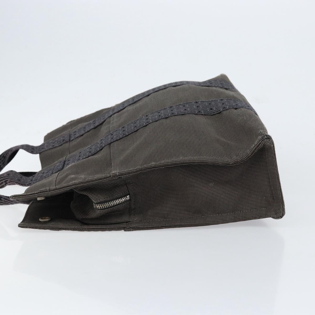 HERMES Her Line MM Hand Bag Canvas Gray Silver Auth th6523