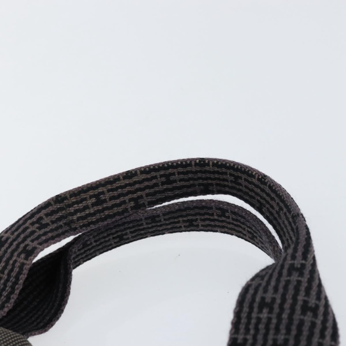 HERMES Her Line MM Hand Bag Canvas Gray Silver Auth th6523