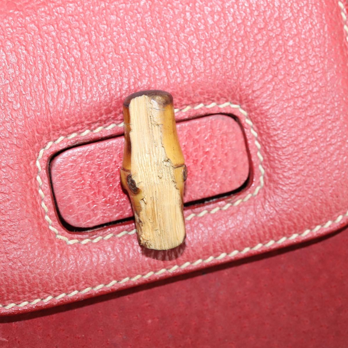 GUCCI Bamboo Backpack Suede Red Gold 003 2058 0016 Auth th6525