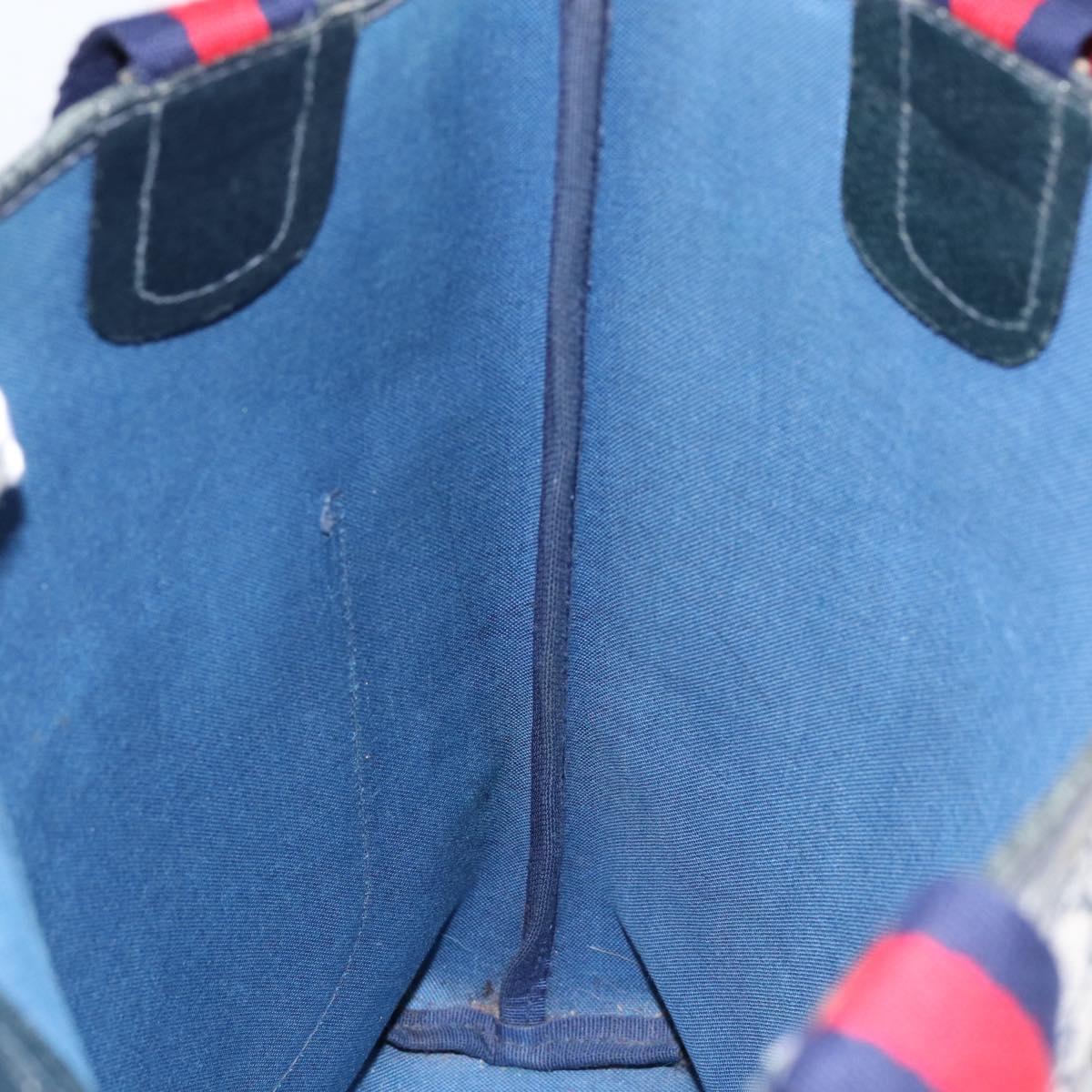 GUCCI GG Supreme Sherry Line Tote Bag PVC Navy Red 002 4487 39 Auth th6526