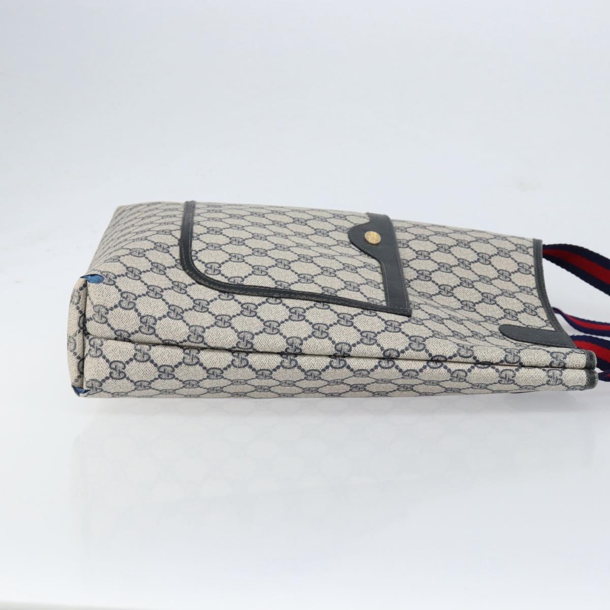 GUCCI GG Supreme Sherry Line Tote Bag PVC Navy Red 002 4487 39 Auth th6526