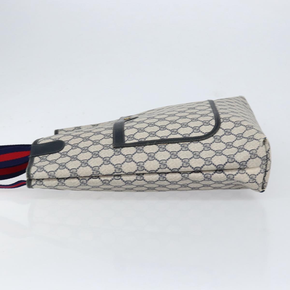 GUCCI GG Supreme Sherry Line Tote Bag PVC Navy Red 002 4487 39 Auth th6526