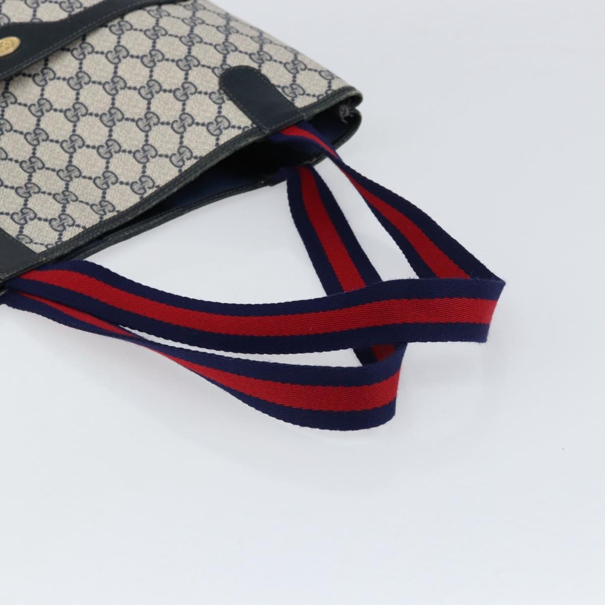 GUCCI GG Supreme Sherry Line Tote Bag PVC Navy Red 002 4487 39 Auth th6526