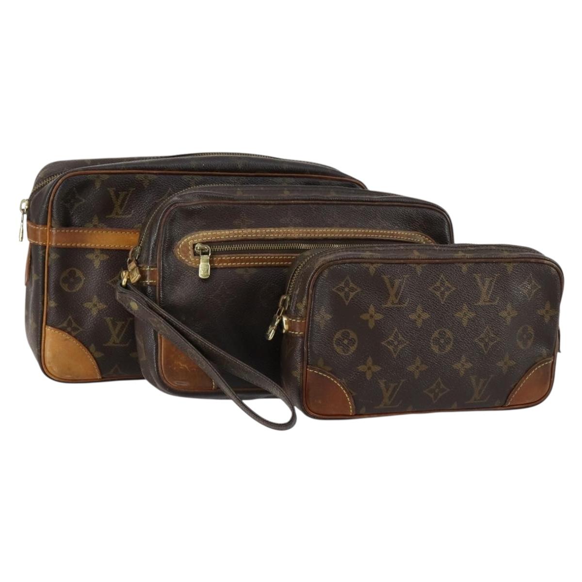 LOUIS VUITTON Monogram Clutch Bag 3 Set LV Auth th6534