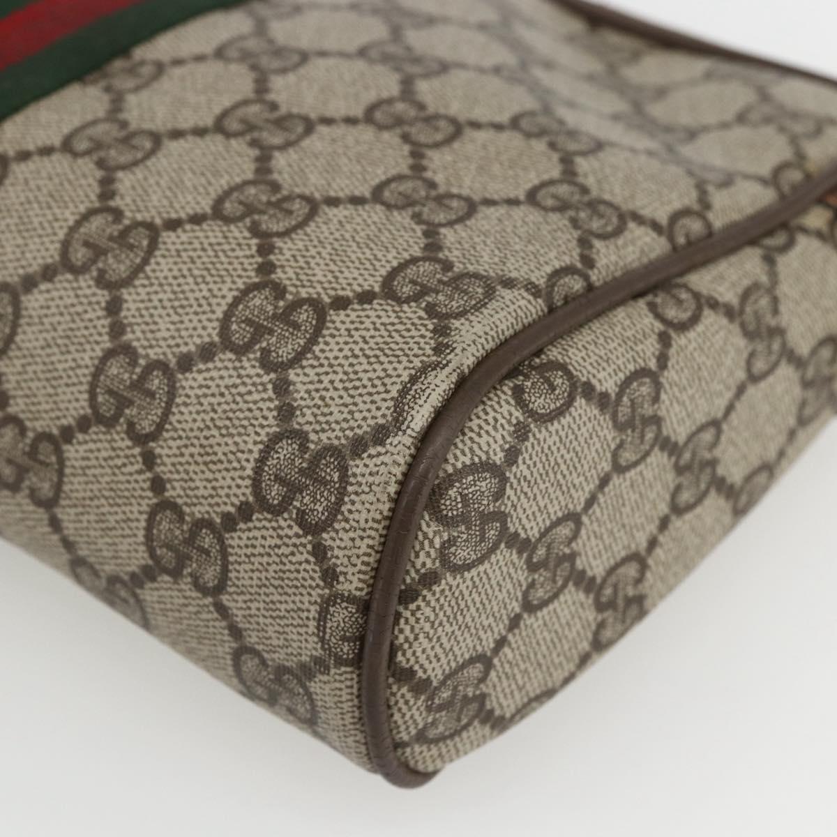 GUCCI GG Supreme Web Sherry Line Clutch Bag PVC Beige Gold 89 01 012 Auth th6554