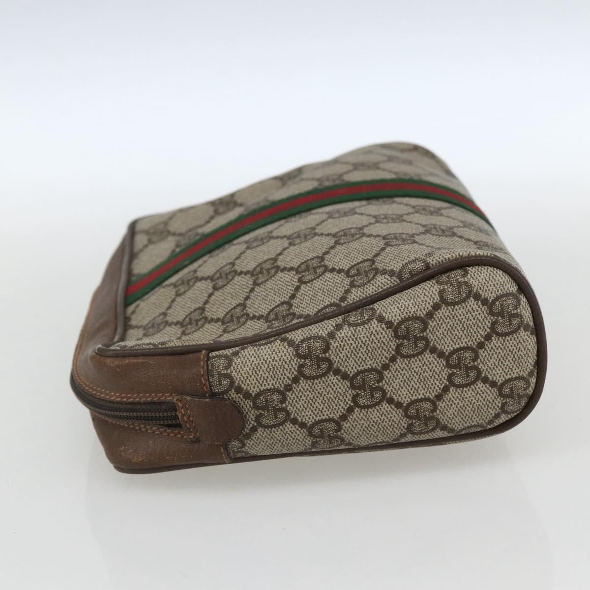GUCCI GG Supreme Web Sherry Line Clutch Bag PVC Beige Gold 89 01 012 Auth th6554