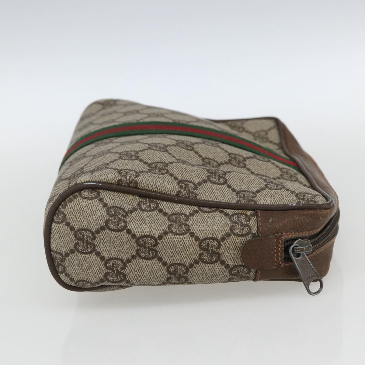 GUCCI GG Supreme Web Sherry Line Clutch Bag PVC Beige Gold 89 01 012 Auth th6554