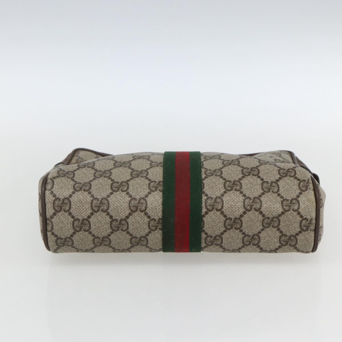 GUCCI GG Supreme Web Sherry Line Clutch Bag PVC Beige Gold 89 01 012 Auth th6554