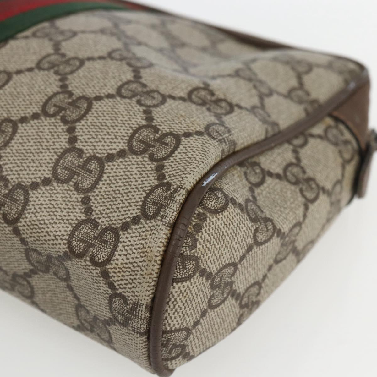 GUCCI GG Supreme Web Sherry Line Clutch Bag PVC Beige Gold 89 01 012 Auth th6554