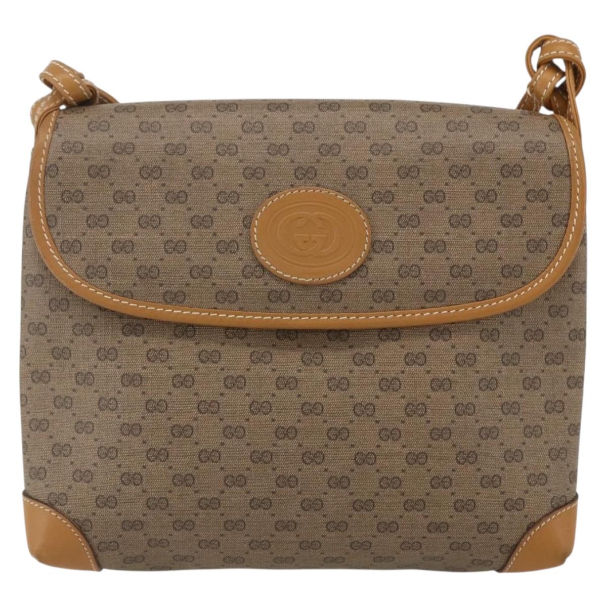 GUCCI Micro GG Supreme Shoulder Bag PVC Beige Gold 007 56 0087 Auth th6555