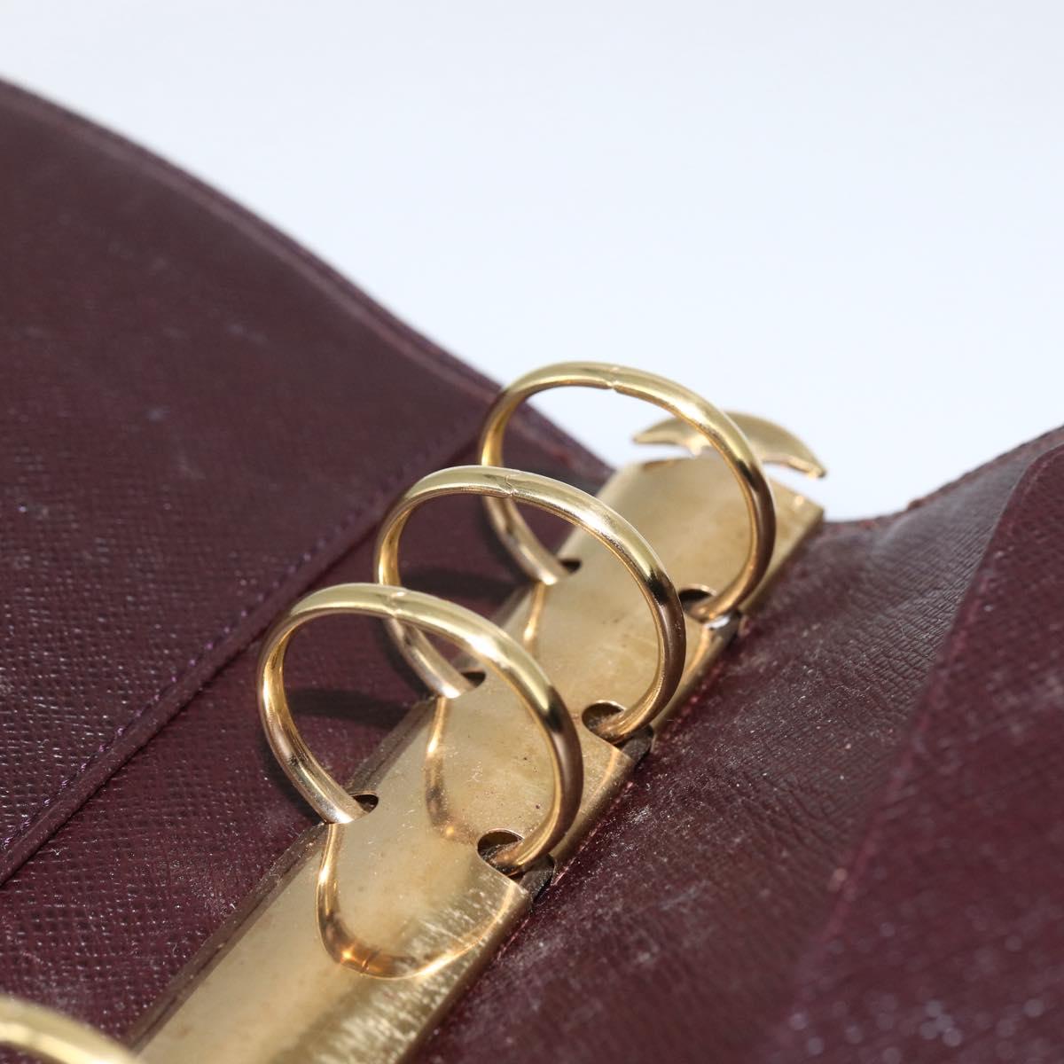 LOUIS VUITTON Taiga Agenda MM Day Planner Cover Acajou R20416 LV Auth th6572