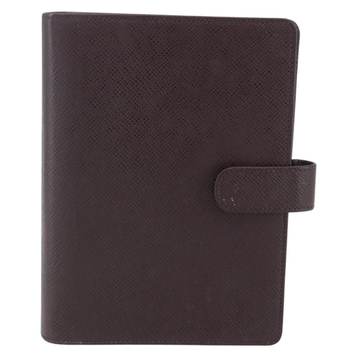 LOUIS VUITTON Taiga Agenda MM Day Planner Cover Acajou R20416 LV Auth th6572