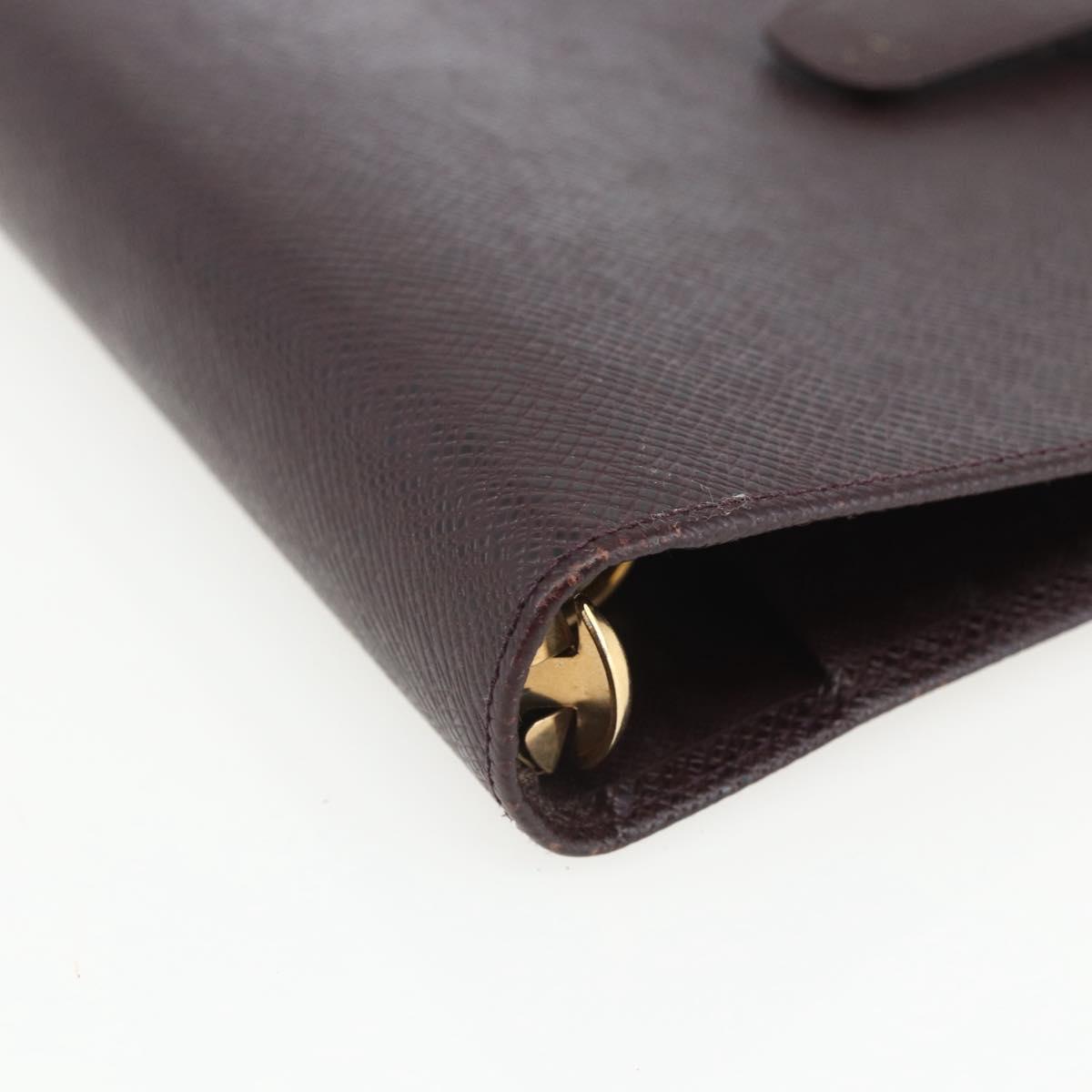 LOUIS VUITTON Taiga Agenda MM Day Planner Cover Acajou R20416 LV Auth th6572