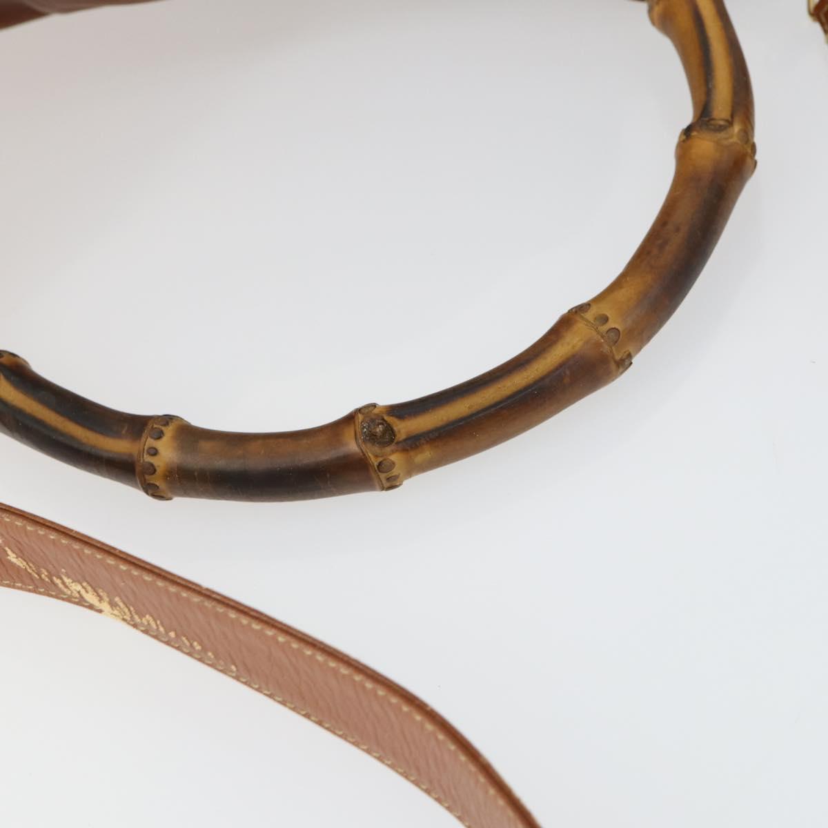 GUCCI Bamboo Shoulder Bag Leather 2way Brown Gold 001 1781 1577 Auth th6578