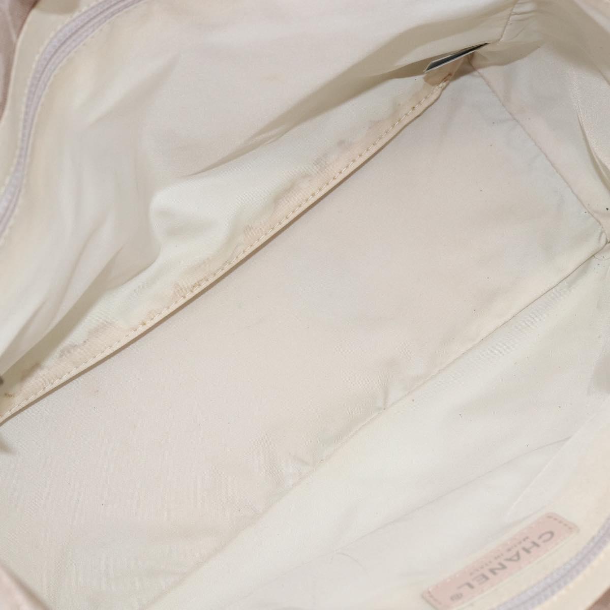 CHANEL New Travel Line Tote Bag Nylon Beige Silver CC Auth th6582
