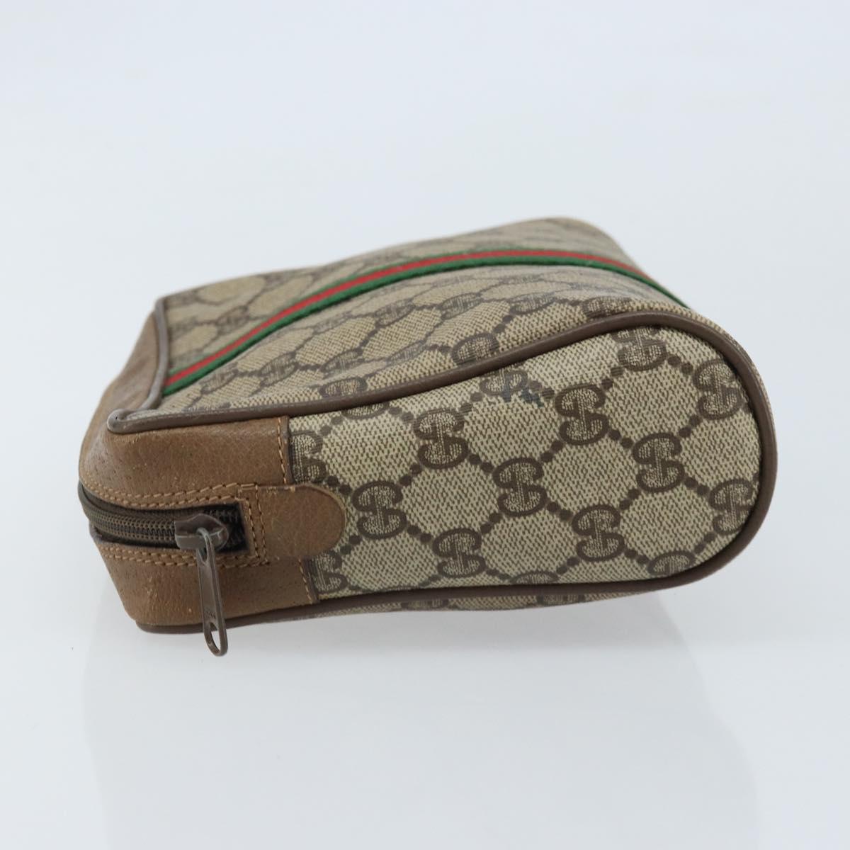 GUCCI GG Supreme Web Sherry Line Bag PVC Beige Gold Red 89 01 012 Auth th6601