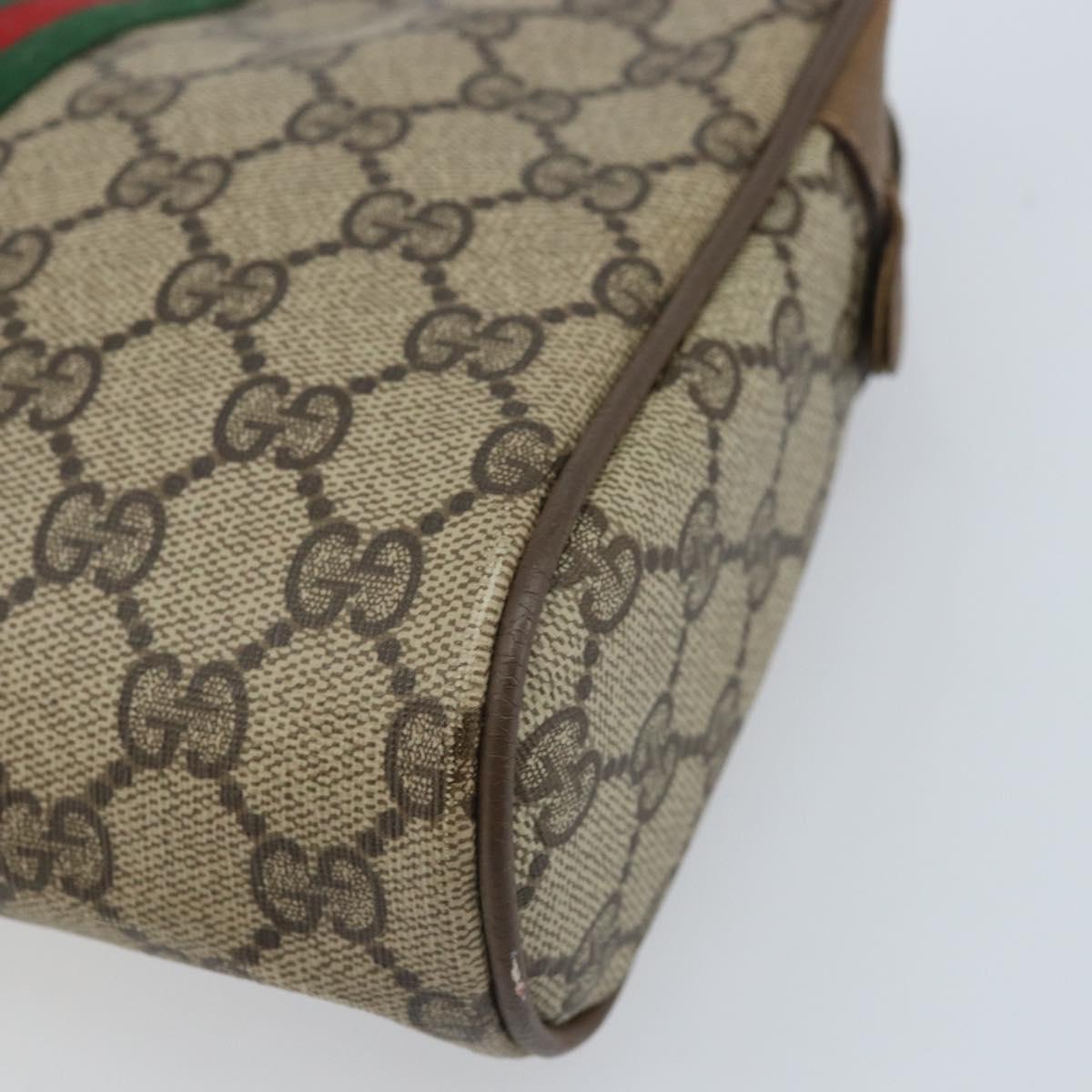 GUCCI GG Supreme Web Sherry Line Bag PVC Beige Gold Red 89 01 012 Auth th6601