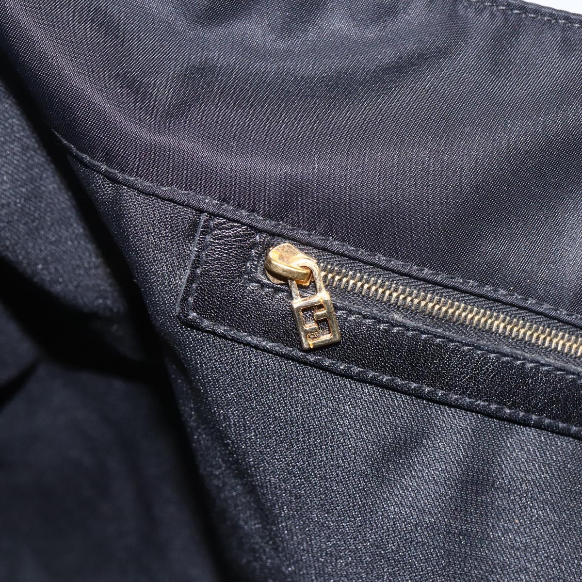 FENDI Tote Bag Nylon Black Gold Auth th6603