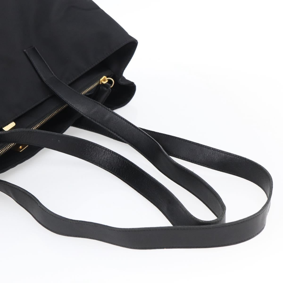 FENDI Tote Bag Nylon Black Gold Auth th6603