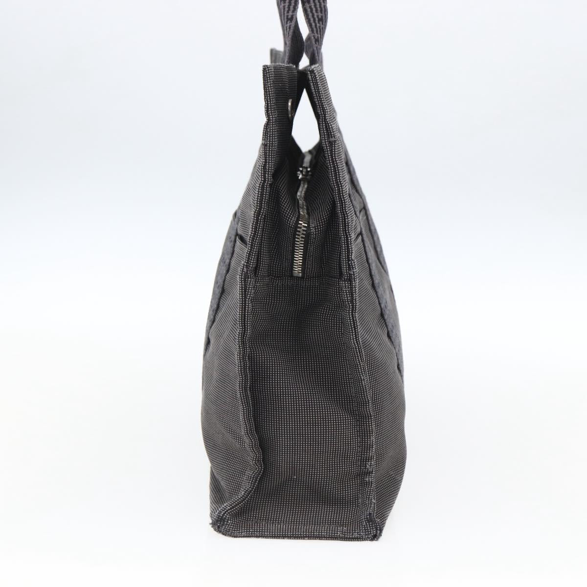 HERMES Her Line MM Hand Bag Canvas Gray Silver Auth th6604
