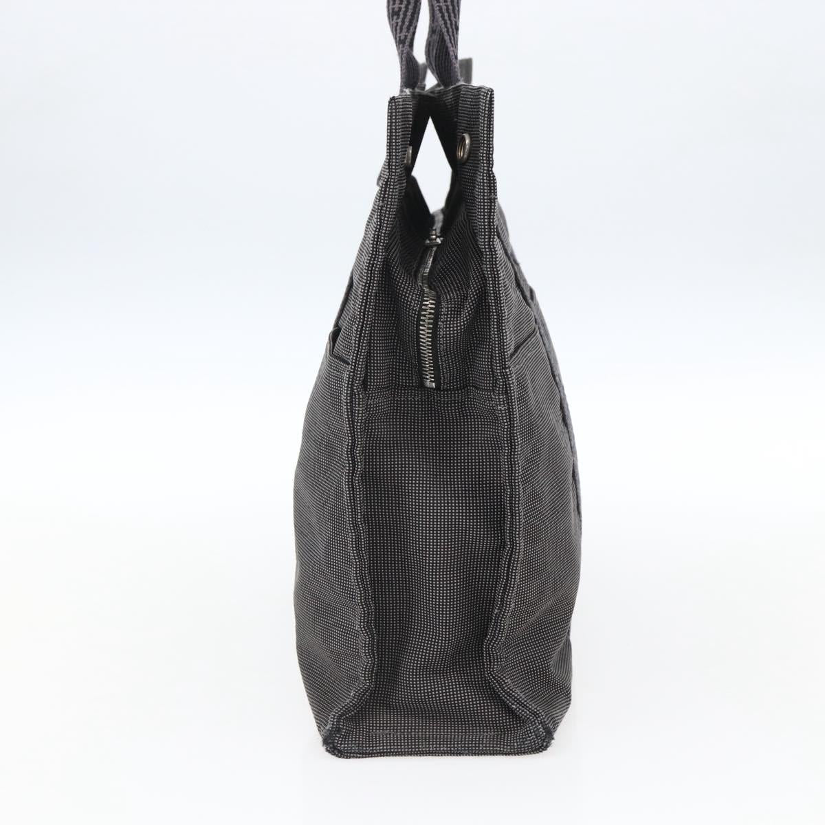 HERMES Her Line MM Hand Bag Canvas Gray Silver Auth th6604