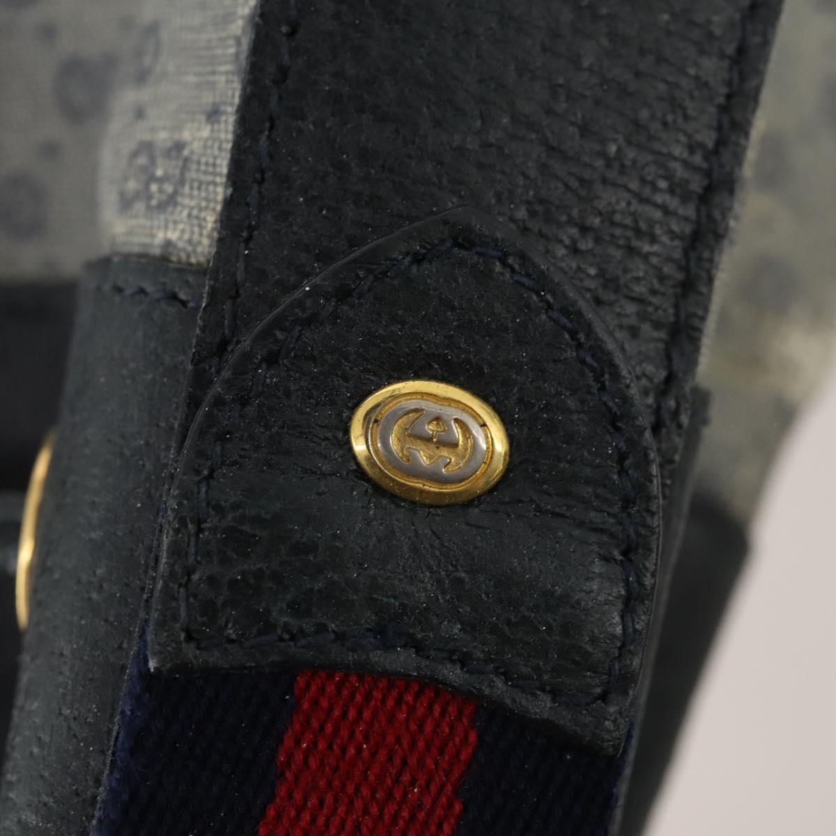 GUCCI Micro GG Supreme Sherry Line Bag PVC Navy Gold 164 02 034 Auth th6606