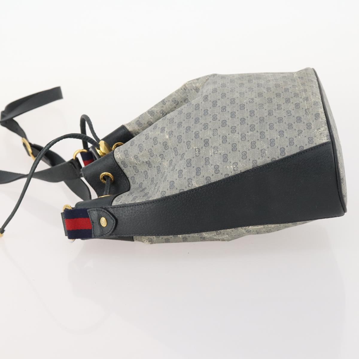GUCCI Micro GG Supreme Sherry Line Bag PVC Navy Gold 164 02 034 Auth th6606